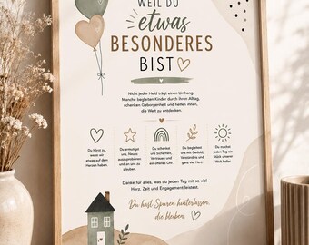Regalo para una maestra de jardín de infantes | Porque eres especial | Despedida de jardín de infantes | Regalo de agradecimiento | Póster imprimible