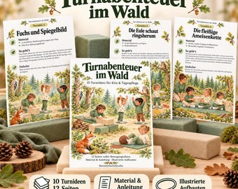 Ideas de gimnasia con temática forestal para jardines de infancia y guarderías | 10 juegos de movimiento con animales del bosque | Actividades de gimnasia y movimiento para niños | PDF de 12 páginas