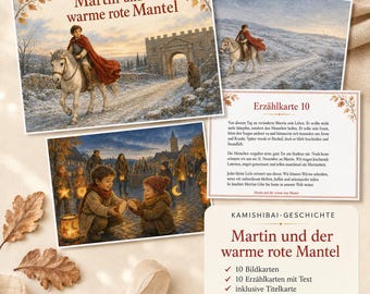 Kamishibai Saint Martin – Martin and the Warm Red Cloak | 10 Picture & Story Cards | Daycare & Kindergarten | Printable PDF