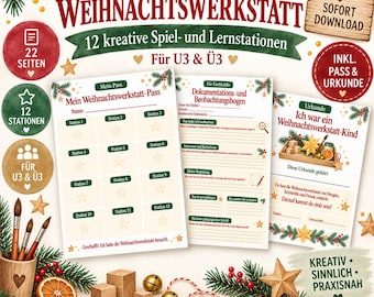 Weihnachtswerkstatt Kita | 12 Stationen für Advent & Weihnachten | Weihnachtsprojekt Kindergarten | PDF zum Ausdrucken