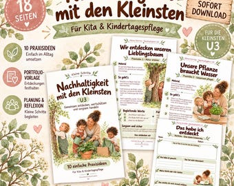 Sostenibilidad en guarderías y centros infantiles para niños menores de tres años | 10 ideas prácticas para niños pequeños | Descubriendo la naturaleza y la educación ambiental | PDF de 18 páginas