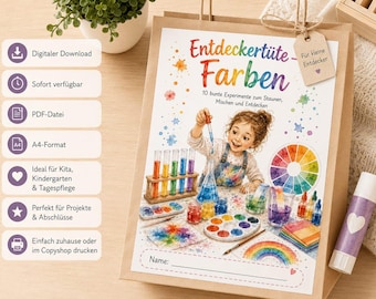 Color Discovery Kit – 10 Colorful Color Experiments for Children | Researcher Set as PDF | Daycare, Kindergarten & Elementary School | Holiday Activity