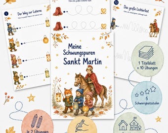 Ejercicios de movimiento para niños en el Día de San Martín | Habilidades motoras finas para preescolares | Trazado de líneas | Guardería/Jardín de infancia | Hojas de trabajo (PDF)