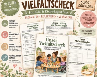 Vielfaltscheck Kita | Inklusion & Diversität reflektieren | 18 Seiten Checklisten, Reflexion und Maßnahmenplan für Erzieher PDF