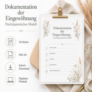 Dokumentation Eingewöhnung Partizipatorisches Modell | Beobachtungsbogen Kita | Bildungsdokumentation | Elterngespräch