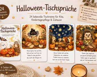 Halloween Table Rhymes | 24 Loving Table Rhymes for Daycare & Childminding | Autumn Rituals | Printable PDF | A4 Download