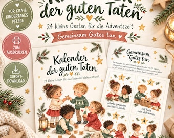 Good Deeds Calendar for Children | Advent Calendar for Daycare & Childminding | Christmas Season Printable PDF