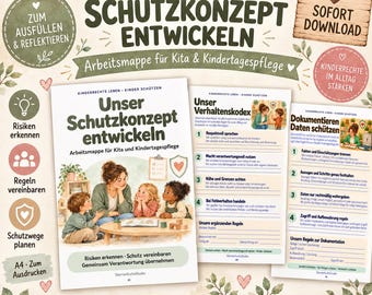 Developing a child protection concept for daycare centers | Child protection workbook to complete | Risk analysis, code of conduct & children's rights | PDF