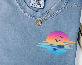 Camiseta Ocean Sun Summer de Comfort Colors, camiseta de verano costera para vacaciones en la playa, camiseta gráfica, regalo para amantes del océano, camiseta soleada