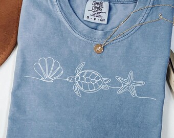 Camiseta Comfort Colors® Ocean Turtle Sun: Camiseta de playa de verano