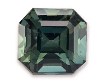 1.12ct Natural  Bluish Green Sapphire Asscher Shape Madagascar Loose Gemstone