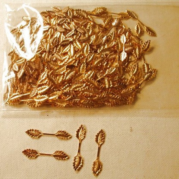 200 Double gold leaf leaves Jewelry Crafts Project