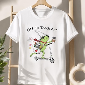 Off To Teach Art PNG, Funny Art Teacher Frog PNG, Back To School Teacher PNG, Cute Frog Teacher Shirt Design, Art Teacher Sublimation, Insta