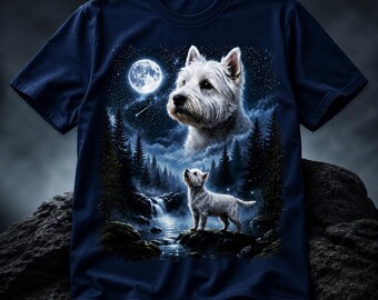 Westie Moonlight Celestial Artwork: Fantasy Dog Lover Clipart