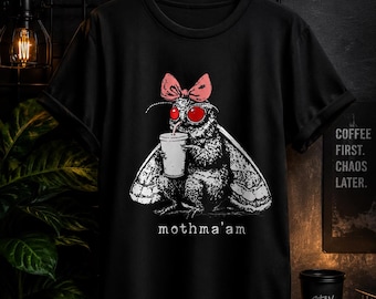 Mothma'am PNG | Funny Moth Drinking Coffee PNG | Cute Retro Moth Graphic | Vintage Meme Sublimation Design | Instant Download