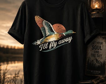 I'll Fly Away Duck PNG, Vintage Mallard Duck Sublimation Design, Retro Hunting Bird PNG, Nature T-Shirt Graphic, Digital Download