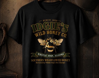 Vintage Honey Bee PNG | Rustic Wildflower Bee Floral Design | Retro Farmhouse Beekeeper T-Shirt PNG | Western Country Graphic Digital Downlo