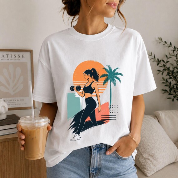 Gym Girl Shirt, Retro Fitness Graphic Tee, Weightlifting Workout Shirt, Active Lifestyle T-Shirt, Women's Gym Tee, Strength Training Gift