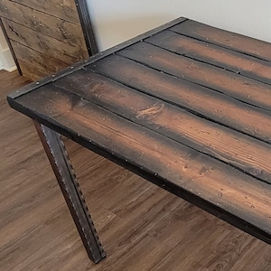 Gunstock Tortured Reclaimed Distressed Industrial Wood Desk with Hammered Steel Legs Gothic