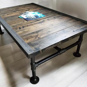 Reclaimed Distressed Coffee Table with Pipe legs, well built, Quality, Character, Customizable.