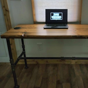 Rustic Industrial Desk with Heavy Duty Pipe Legs image 2