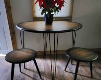 Round Sunburst Dining Set Table and Stools