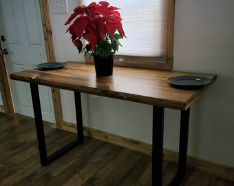 Rustic Industrial Dining Table with U shaped Legs