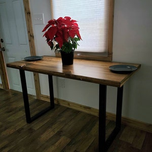 Rustic Industrial Dining Table with U shaped Legs image 1