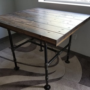 Reclaimed Distressed Wooden Dining Table with Pipe legs Pub Height Counter Height