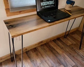 Reclaimed Distressed Simple Desk with Hairpin Legs