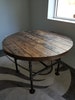 Reclaimed Distressed Round Dining Table. Heavy Duty Iron Pipe legs. Choose size and height. 