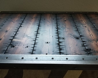 Stitches Reclaimed Distressed Desk with 2x2 Legs, Gothic Furniture Dark