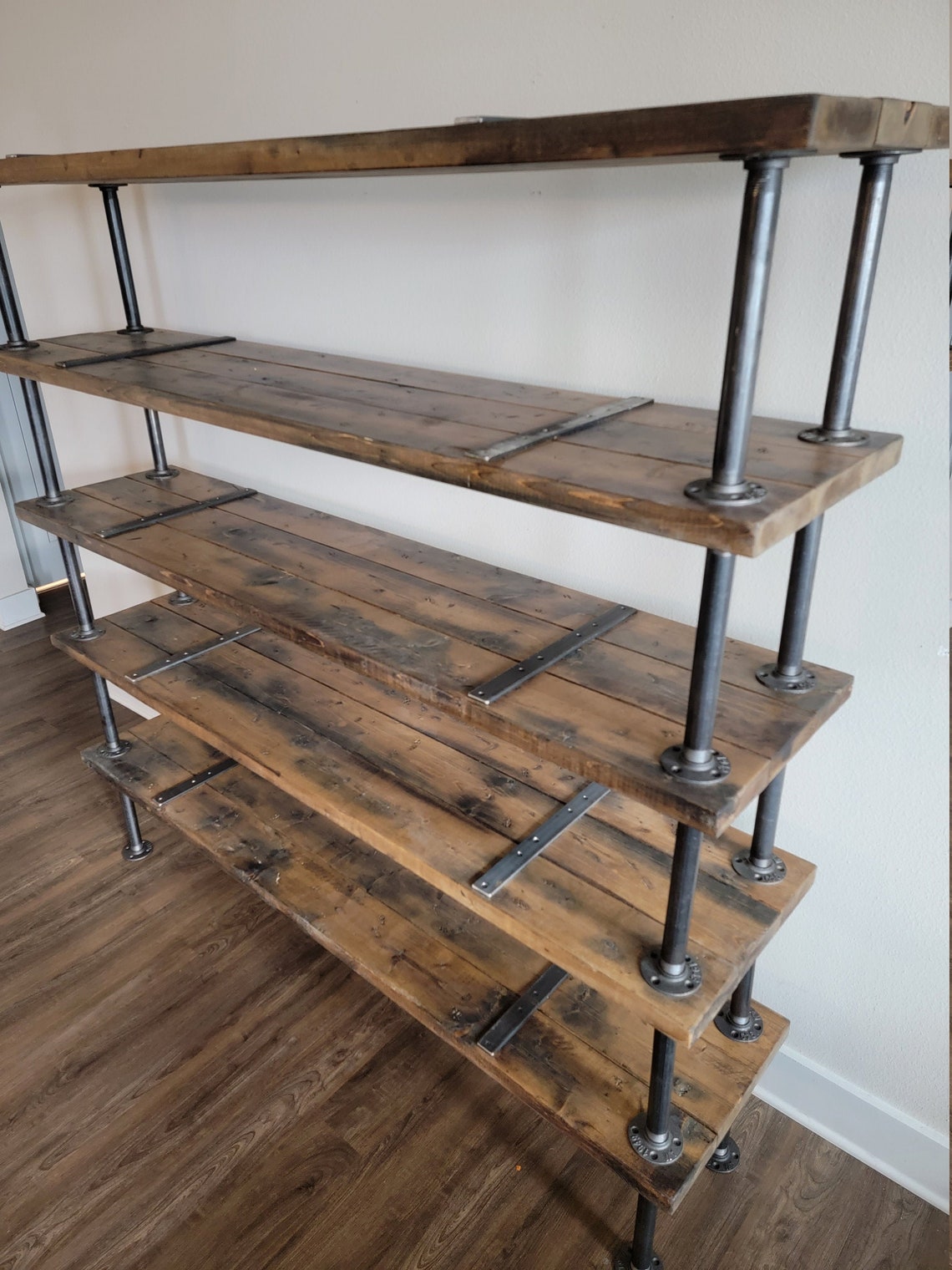 Industrial Bookcase Made With Reclaimed Distressed Wood and Etsy