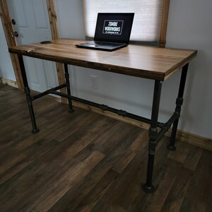Rustic Industrial Desk with Heavy Duty Pipe Legs image 4