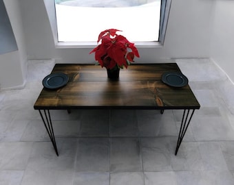 Rustic Industrial Dining Table with Hairpin Legs