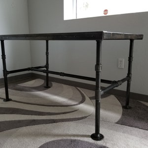 Tortured Reclaimed Distressed Industrial Dining Table with pipe legs image 3