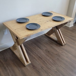 Clearance Sale! Almost Dead Reclaimed Distressed Industrial Farmhouse Wood Dining Table with Trestle Legs