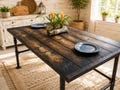 Tortured Reclaimed Distressed Industrial Dining Table with pipe legs