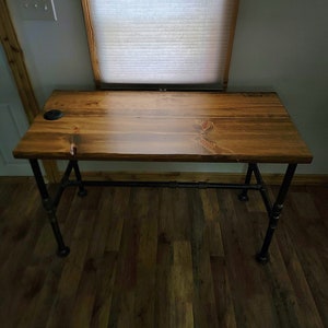 Rustic Industrial Desk with Heavy Duty Pipe Legs image 3