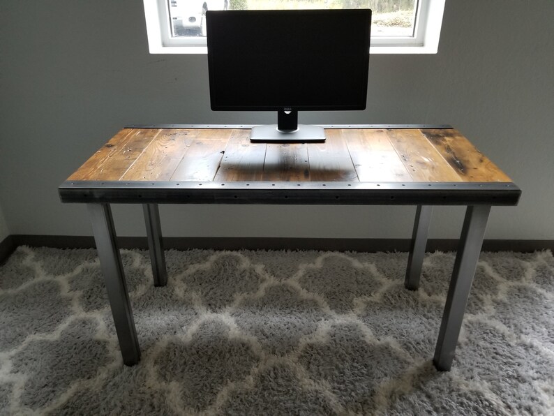 Authentic Custom Built Industrial Desk With Raw Steel Trim And Authentic Custom Built Industrial Desk
