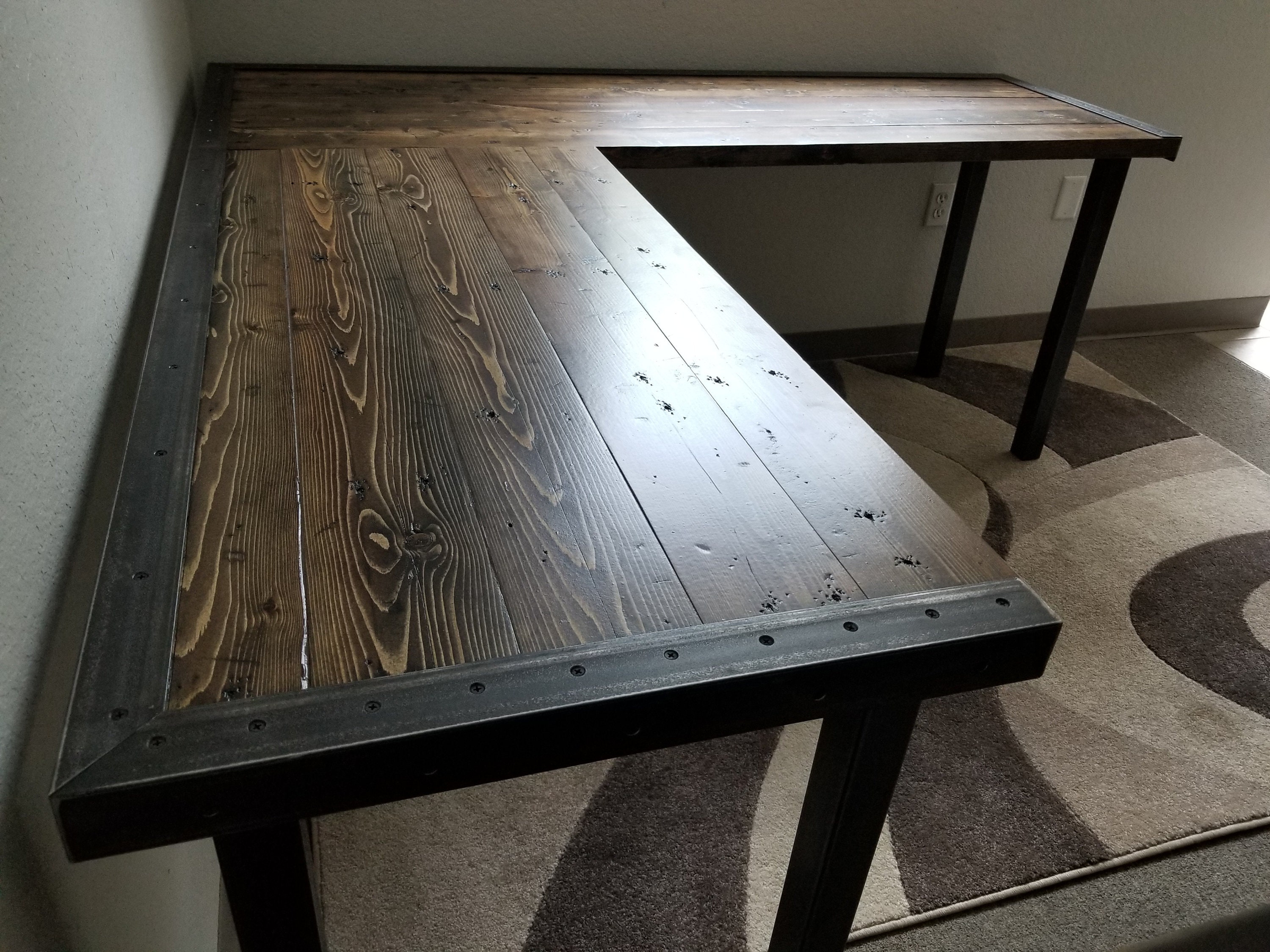 Distressed l on sale shaped desk
