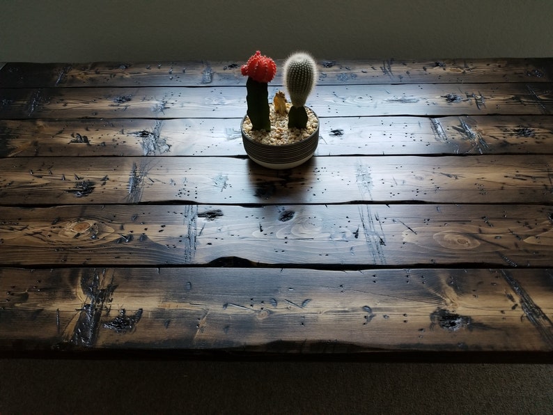 Tortured Reclaimed Distressed Industrial Dining Table with pipe legs image 5