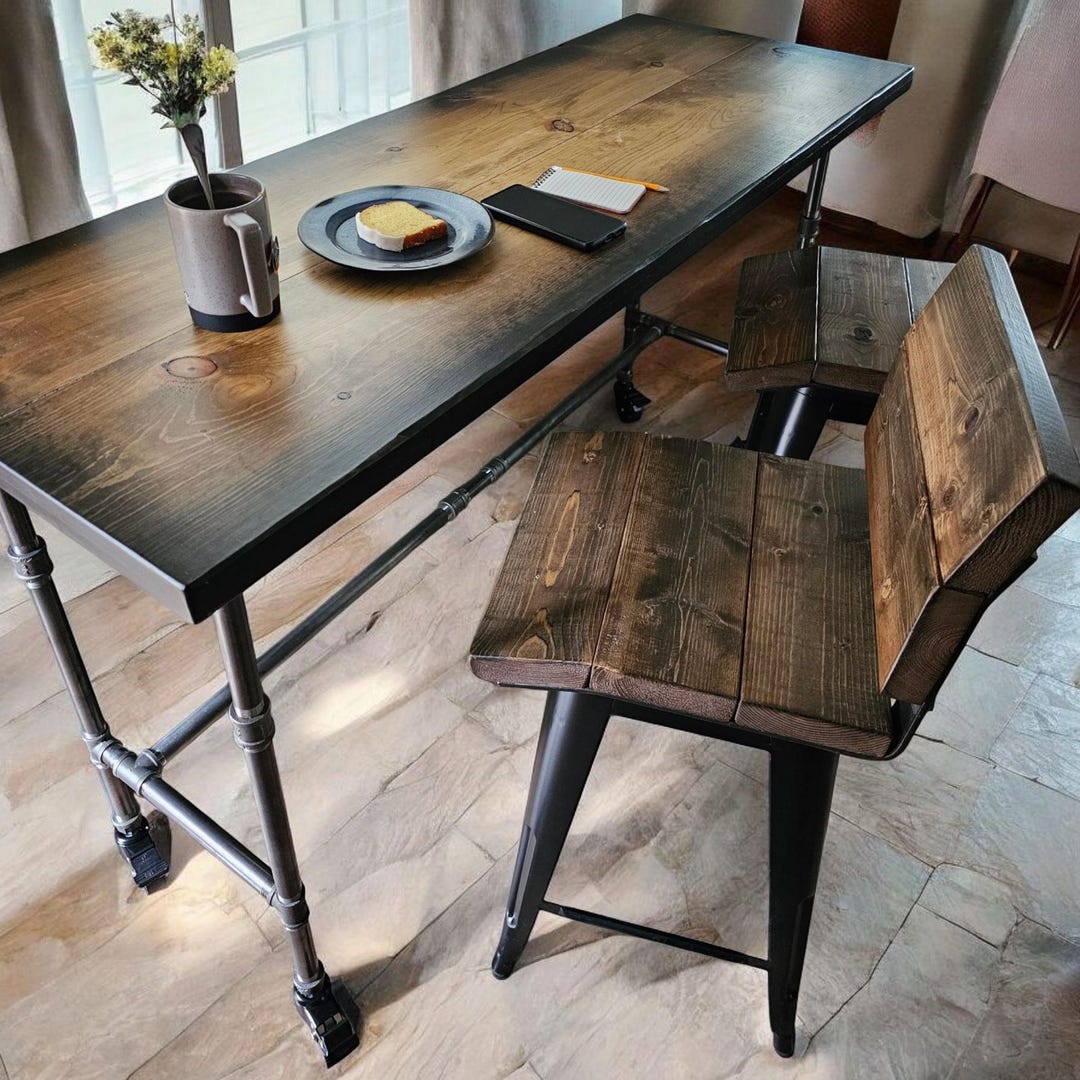 Custom Sunburst Table With Matching Riser - Locking Casters and Iron ...