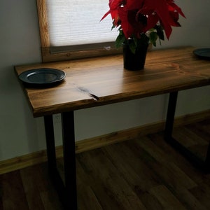 Rustic Industrial Dining Table with U shaped Legs image 2