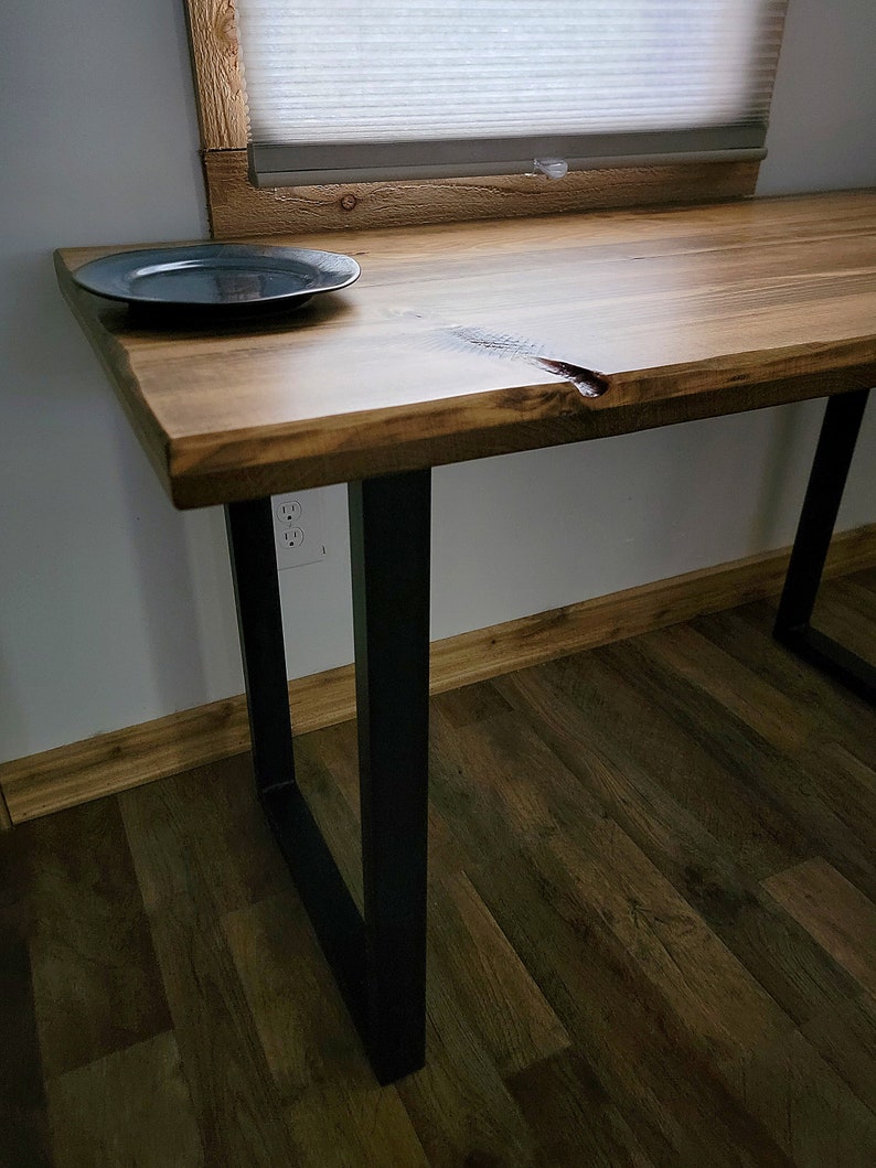 Rustic Industrial Dining Table with U shaped Legs image 4