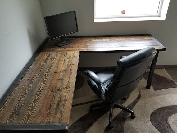 Distressed l on sale shaped desk