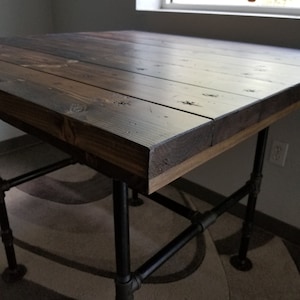 Reclaimed Distressed Wooden Standing Desk with Pipe legs, Any Height, Custom Made.