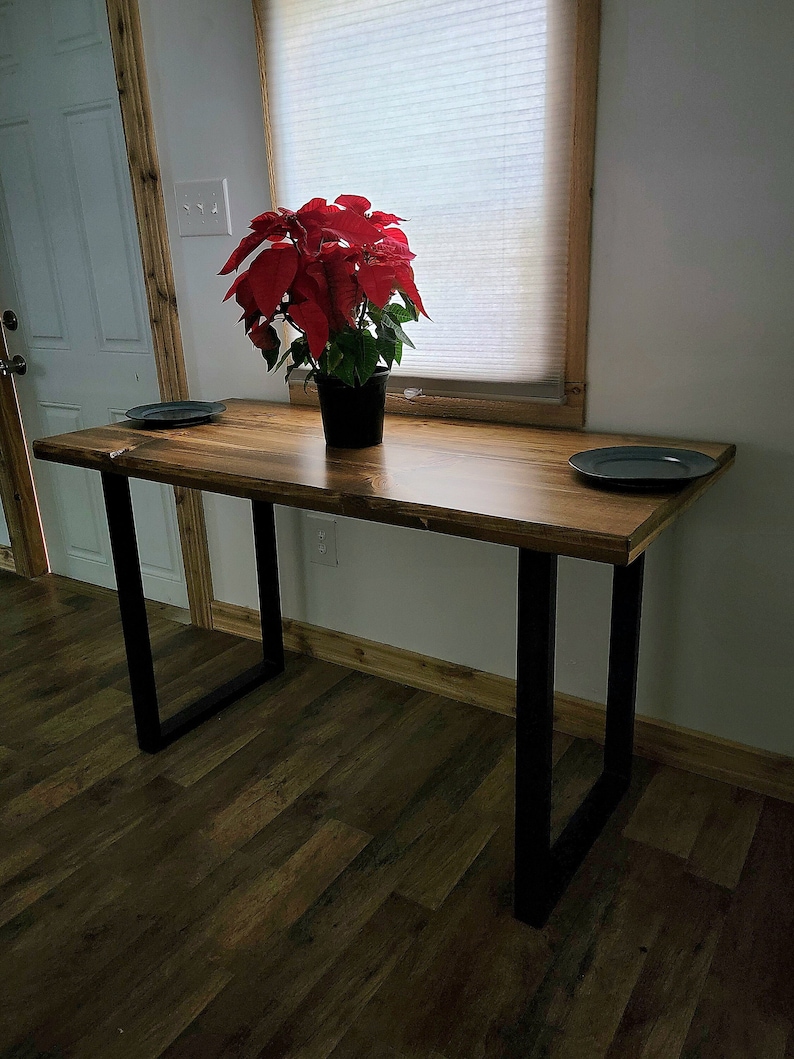 Rustic Industrial Dining Table with U shaped Legs image 1