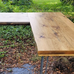 Custom L-Shaped Desk Reclaimed Distressed with Hairpin legs