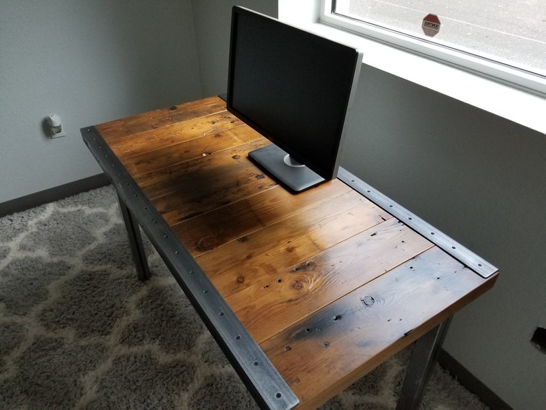 Authentic Custom Built Industrial Desk With Raw Steel Trim And Etsy